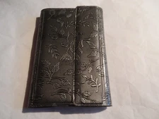 Vintage Floral Grey Plastic Telephone-Address-Note Magnetic-Close Book 4.5" X 3"