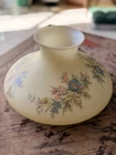 Vtg Yellow Satin Floral Milk Glass GWTW 10" Fitter Hurricane Lamp Shade