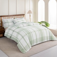 100 Cotton Jacquard Duvet Cover Queen, Cozy Waffle Weave Bedding Sets for Al...