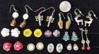 Estate Lot Vintage Pierced Earrings 1 Hand Painted / 1 Carved MOP / 1 Cloisonne — photo 1