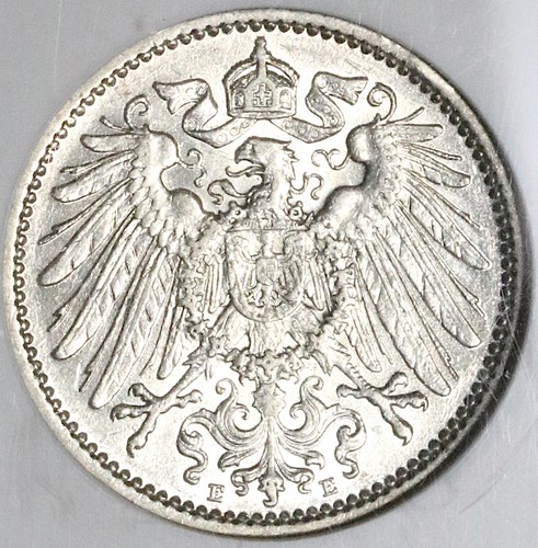 1909-E NGC AU 58 Germany 1 Mark Muldenhutten Silver Rare Coin POP 3/1 (22092201C - Picture 3 of 6