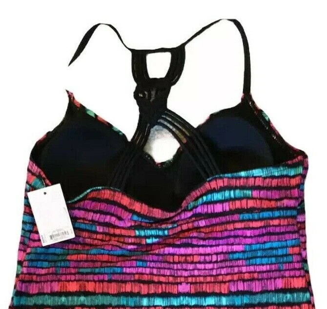 Apt. 9 Tankini cuello en V para mujer talla grande 12-14 rosas negros macramé espalda corredora Foto 4 de 4