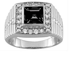 Natural Smoky Quartz CZ Gemstones with 925 sterling Silver Ring For Men's 85