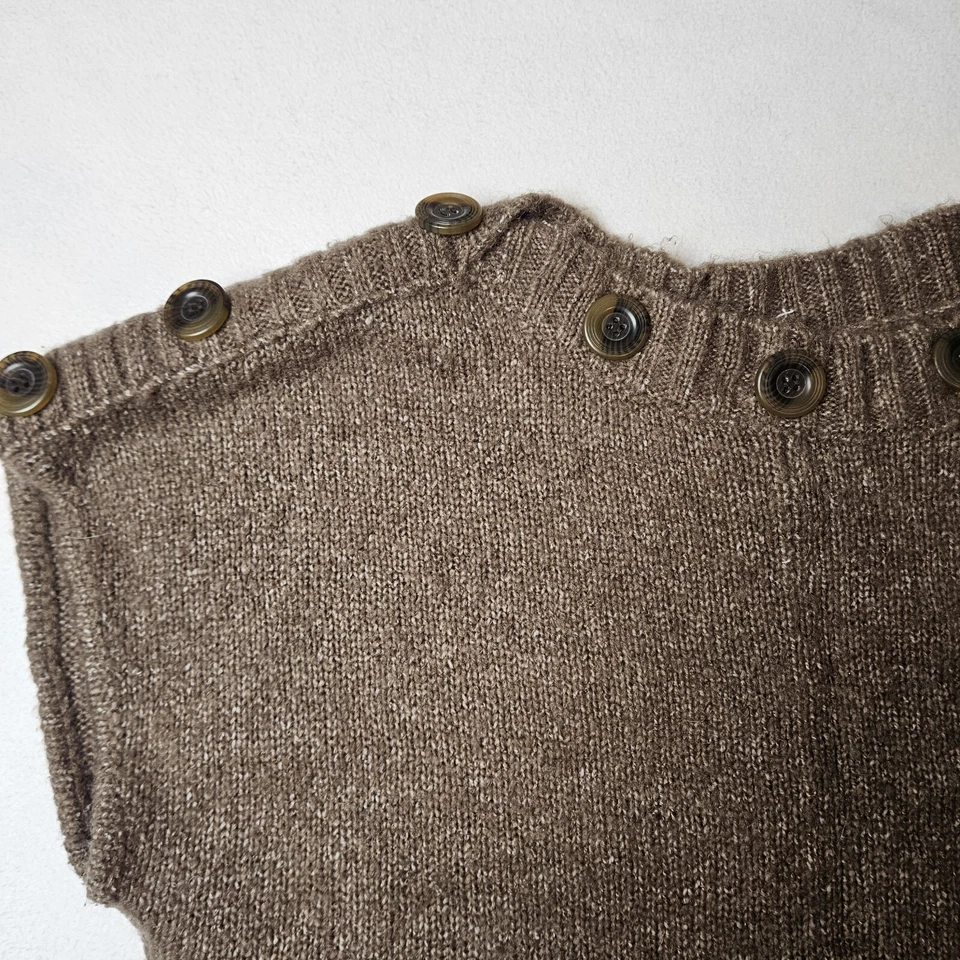Anthropologie Kenji Wool Mohair Womens Medium Brown Crop Short Sleeve Sweater - Image 4 of 4