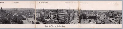 Bird s Eye View Hartford CT Connecticut Trifold Pano Panoramic Postcard H4