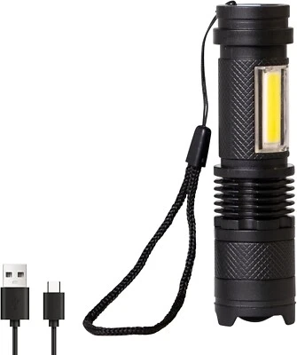 LQWELL® Mini Taschenlampe LED USB C Aufladbar, Zoombares Taschenlampen Klein