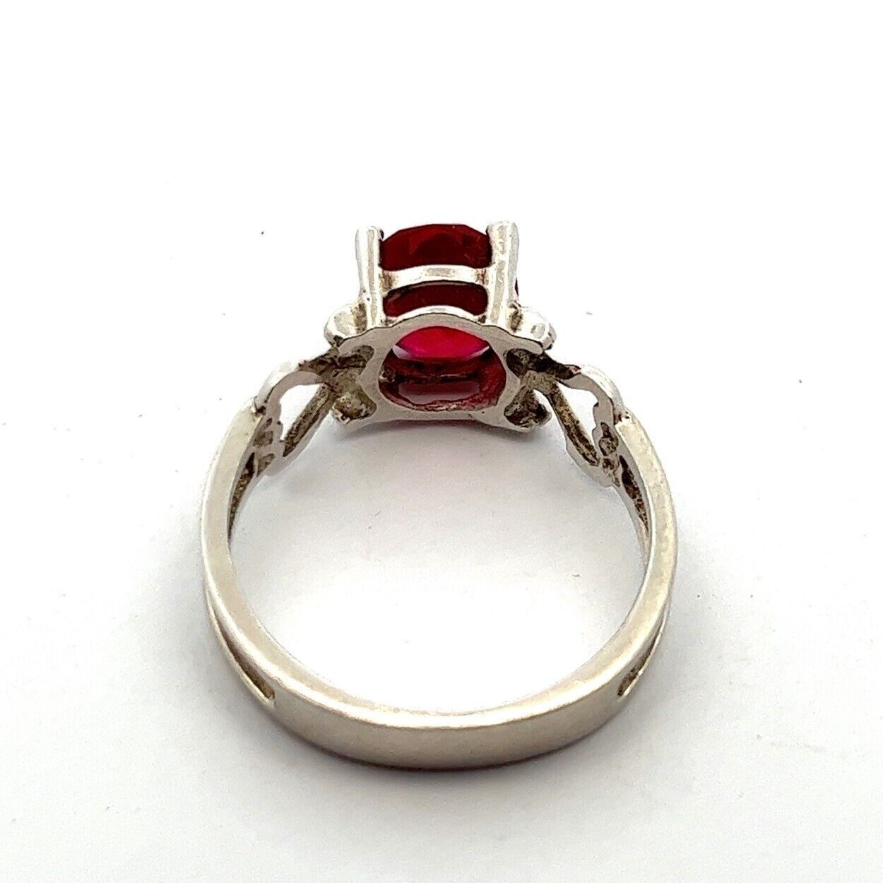 925 Sterling Silver Lab Created Ruby Ring Size: 10 - image 5