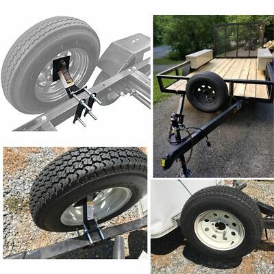 Boat Trailer Spare Tire Carrier Raised Angled Cargo Mount Black