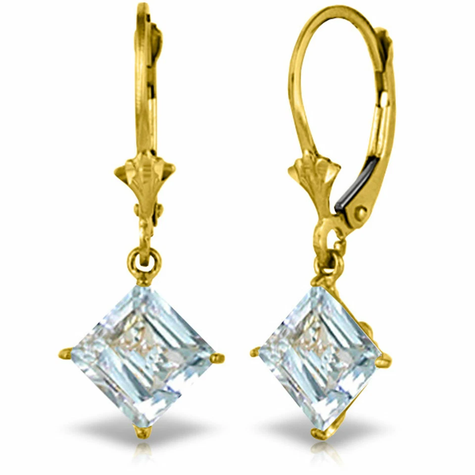 Pendientes Excellence aguamarina de oro macizo de 14K de 3,2 quilates Foto 3 de 4