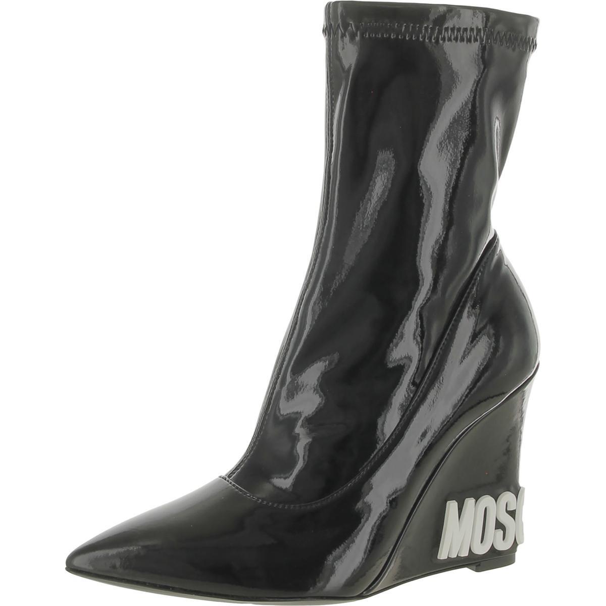 Женские черные лакированные ботильоны с тиснением Moschino размер 37 средний BM BHFO 2221 89590₽