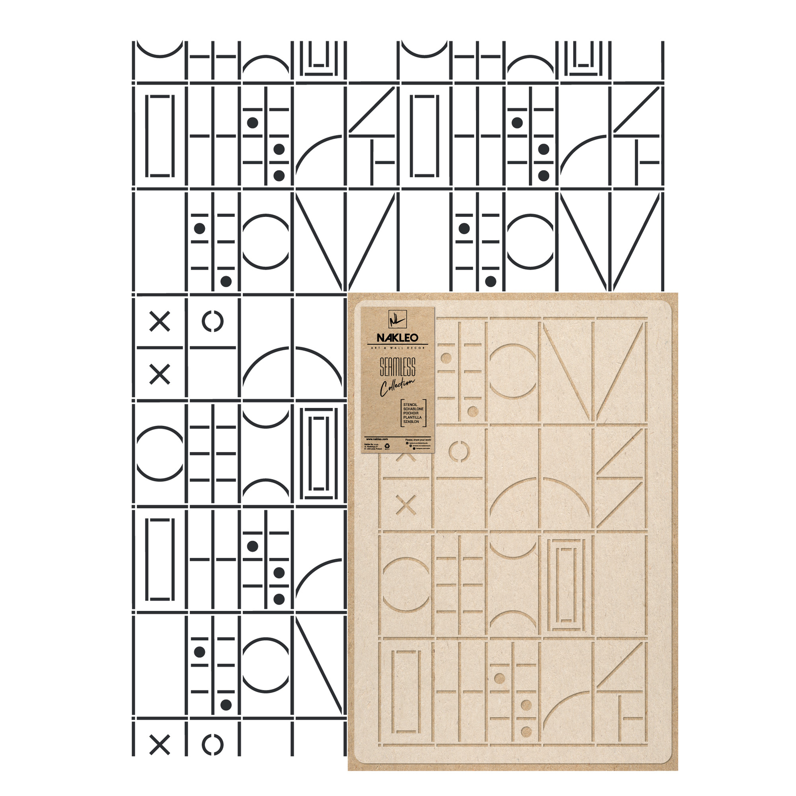 Riutilizzabile stencil plastic / 65 x 95cm / GEOMETRIC TILES // Seamless Ovunque