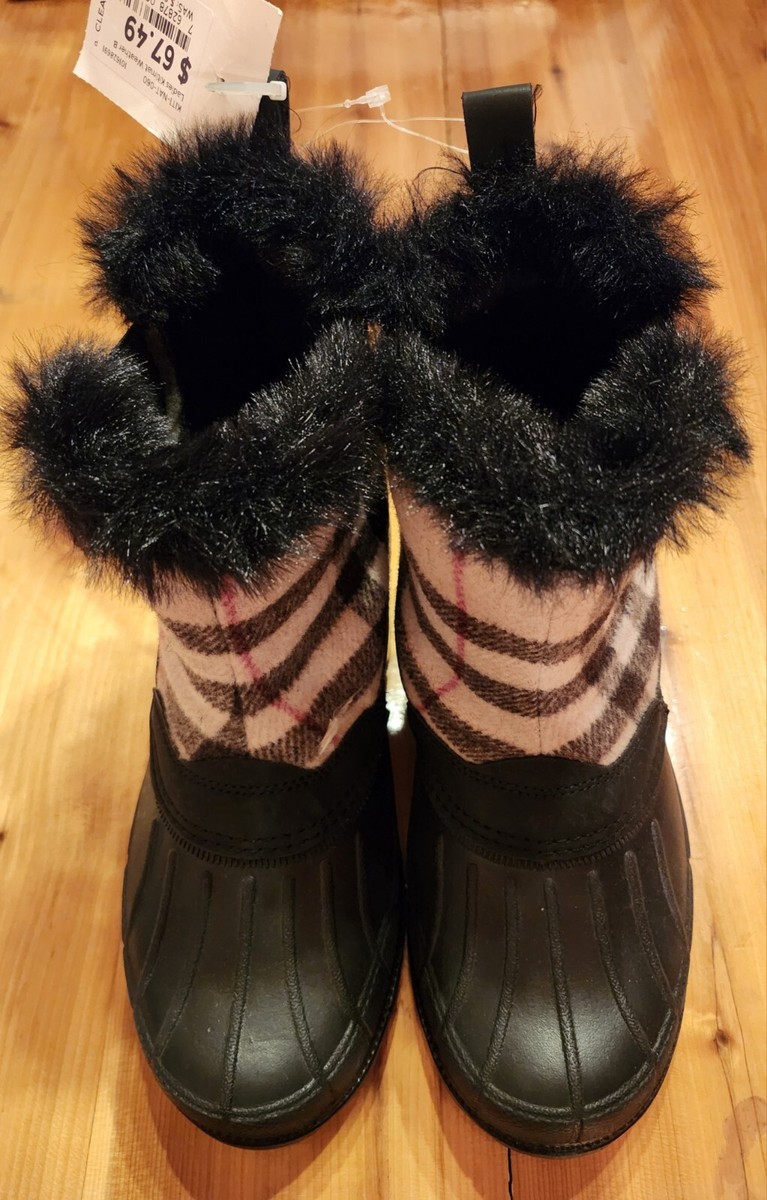 Absolute Canada Ava Snow Winter Black Plaid Waterproof Boots Women's Size 