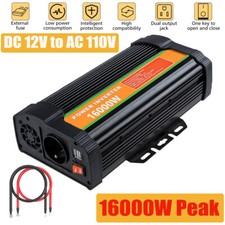 16000W Peak Car Vehicle Power Inverter Converter DC 12V to AC 110V Sine Wave
