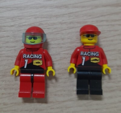 Lego Minifiguren x2 Fahrer Rennwagen Racing Team 1 RAC001