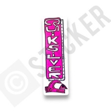 Calcomanía de ropa de patín de surf vintage rosa pegatina premium Quicksilver de la década de 1980