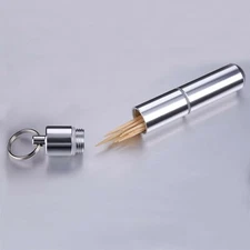 Aluminum Toothpick Holder Portable Toothpick Case Keychain Waterproof Pill Box