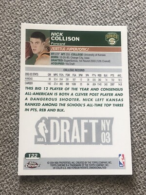 2003-04 Topps Chrome Nick Collison #122 Rookie RC | eBay
