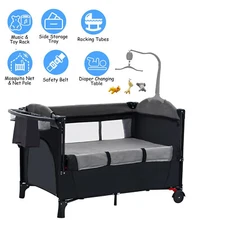 6-in-1 Baby Playard, Basic Magic Fold Nursery Center w/ Zip Door &Changing Table