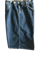 Eddie Bauer Vintage 90  s Long Denim Skirt Back Slit Women  s Size 2 Y2K