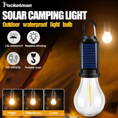 1/2X Solarzelt Glühbirne Wiederaufladbare Tragbare LED Camping Laterne Zeltlampe - Bild 7 von 10