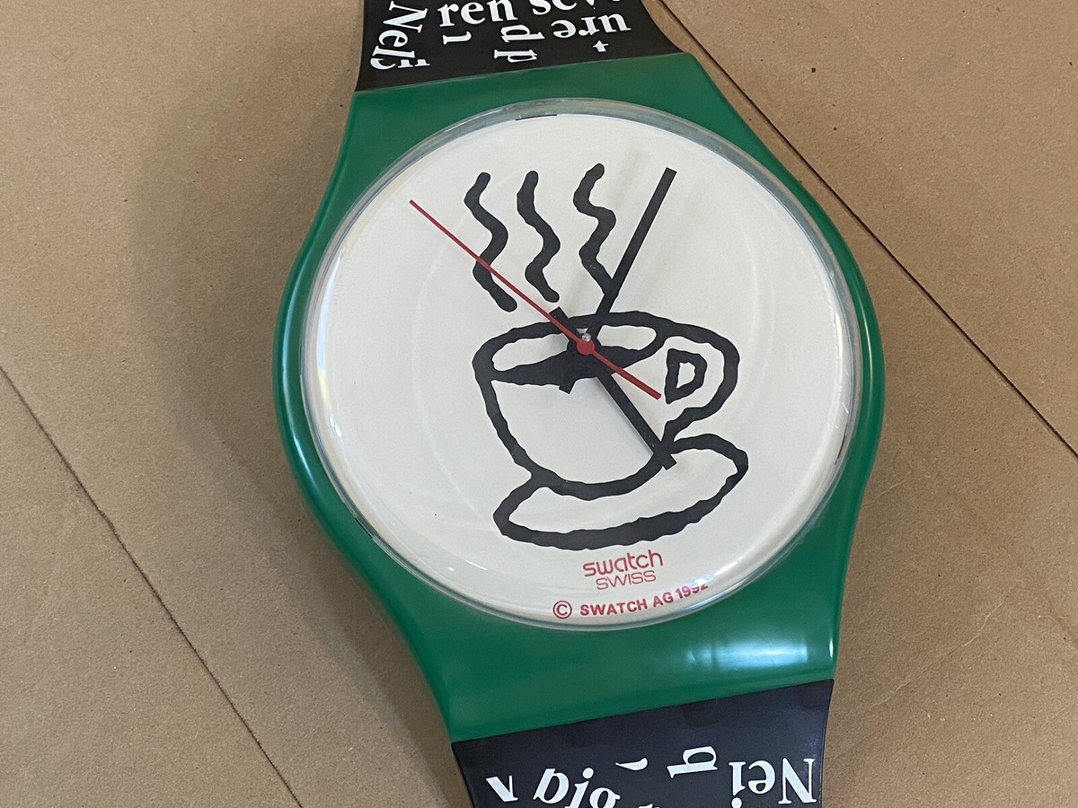 Rare Swatch Maxi Vintage Wall Clock Cappuccino MGG121 green cafe 