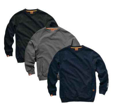 Scruffs Eco Worker Sweatshirt Reißverschlusstaschen Rundhals Arbeitspullover XS - 3XL