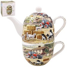 Tea For One Collie & Sheep Fine China Ceramic One-Person Tea Set Single Serve