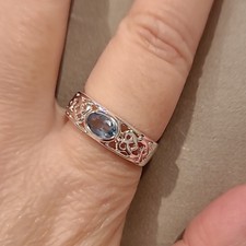 Sterling silver light blue cubic zirconia ring