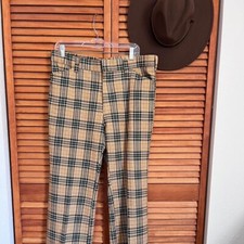 days sportswear vintage 70  s plaid pattern high rise wide leg trousers large