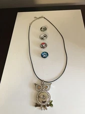 4 Snap On Button Charms 18mm and 1 necklace- Fits all Snap On Jewelry