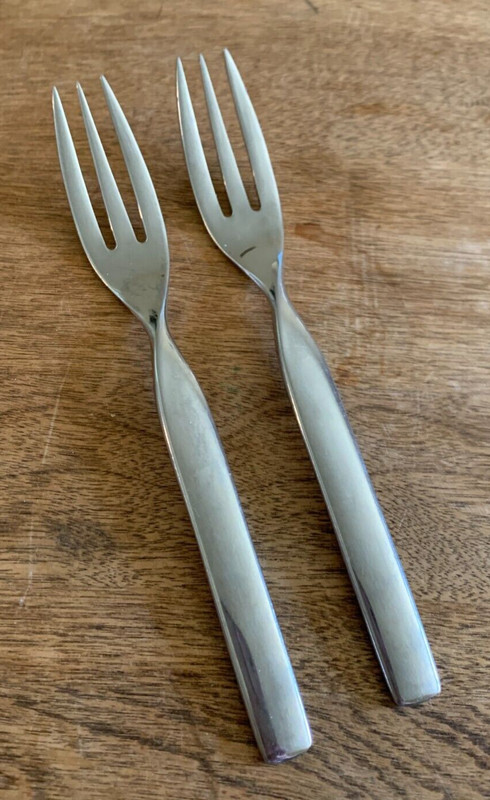 2 Salad Fork Double Helix Sasaki Stainless 6 3/4 inch Ward Bennett