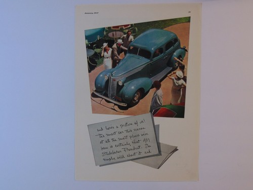 1937 STUDEBAKER PRESIDENT AUTOMOBILE Vintage Kunstdruck Anzeige