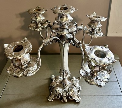 Antique Barbour Silver Co. 1908 Art Nouveau Candelabra Quadruple Plate 2107