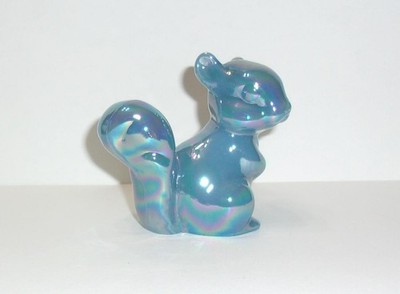 Fenton Glass Georgia Blue Carnival Squirrel Figurine FAGCA 2024 by Mosser Glass