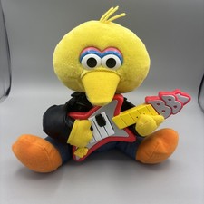Sesame Street Rock Roll Big Bird w/Guitar 1999 Plush Tyco Works Vintage