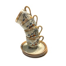 Vintage Lusterware Japan Tea and Espresso Demitasse 4 Sets Cup  Saucer JAPAN