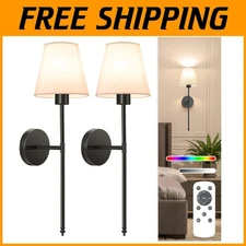 Wireless Wall Lamps with 10 Colors and Remote - Set of 2