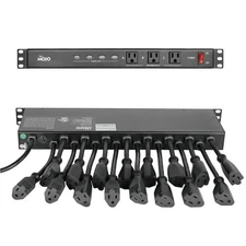 Tecmojo 1U Rack Mount 19 Outlet PDU Power Distribution Unit Power Strip Circu...