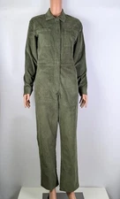 Rivet Utility Big Wig Women's Green Long Sleeve Cotton Corduroy Jumpsuit size S