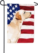 Double Sided Yellow Labrador Dog American Garden Flag 12x18 Double Sided