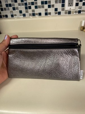 Rough & Tumble Glasses & Phone Case Pouch Genuine Silver Leather Zipper