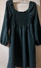 Shein Scoop Neck Lantern sleeves dress size XL Fall Color Green