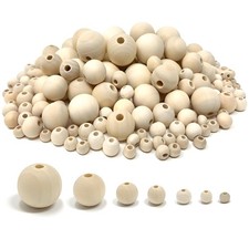 10 Pcs Natural Round Wooden Beads Balls Hole 8mm to 40mm Untreated Plain Wood