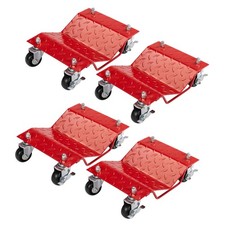 6000lbs Wheel Dolly Set Of 4 Heavy Duty Steel Tire Skates Brakes Red