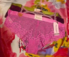 3 NEW JUICY COUTURE JC7981 3PKM LOGO WAIST CHEEKY LACE HIPSTER PANTIES XL