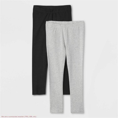 2 PACK Toddler Girls' Leggings - Cat & Jack Black/Heather Gray 5T *SEE DEAL!!!*