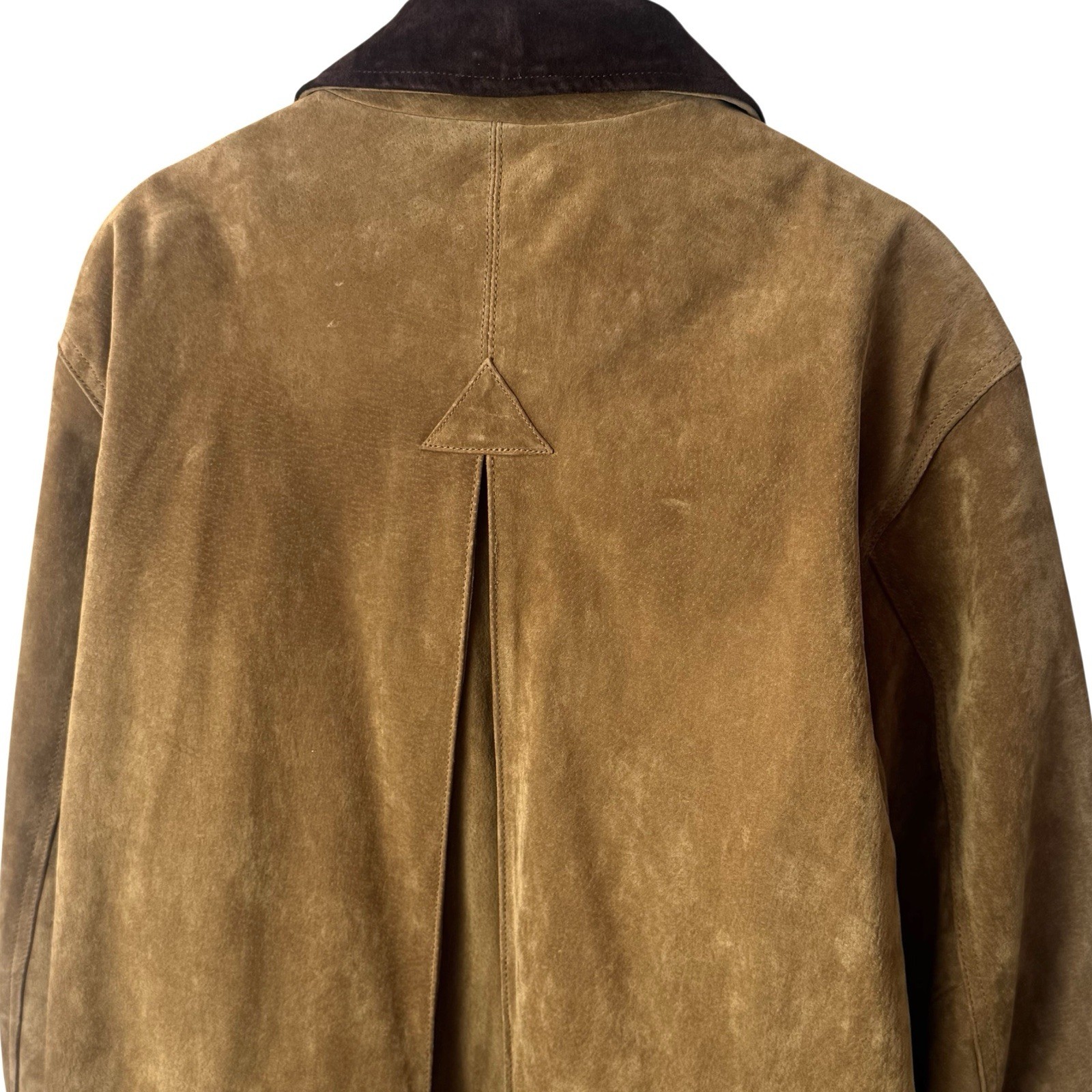 Zara Suede Leather Barn Coat Jacket Brown Camel Luxury Old Money Ranch S image 6