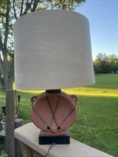 Vintage Primitive Southwestern Stoneware Art Pottery Lamp SUNSET COSCO INC CABIN