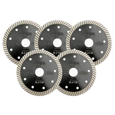 Super Thin Diamond Turbo Saw Blade 5PCS 4-1/2-Inch Cutting Disc for Porcelain...