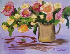 MONA VIVAR Original 11x14 Colorful Botanical Abstract Expressionism Art Painting